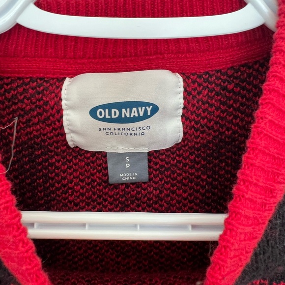 Old Navy Men’s Plaid Sweater Fall Christmas Red and Black Small - Picture 3 of 3